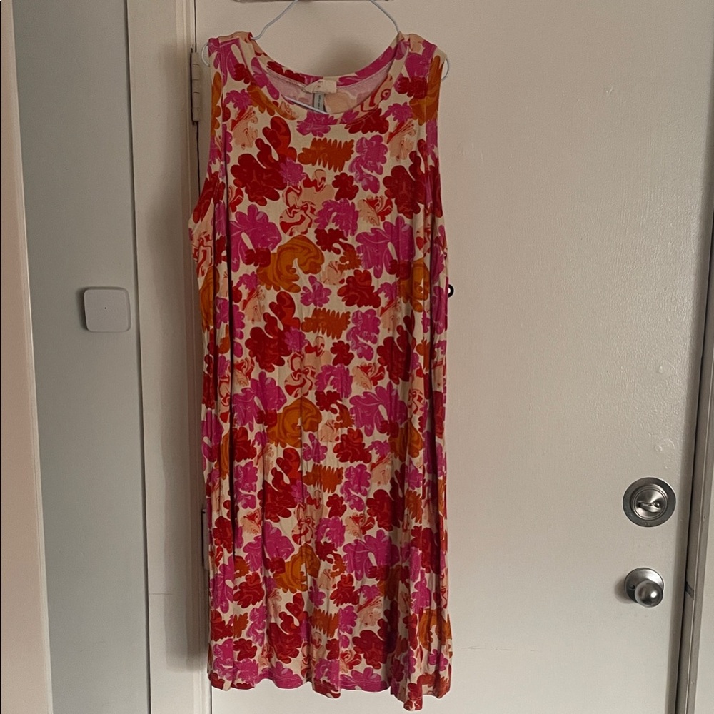 Tamara Malas Floral Sleeveless Dress - Pink and Orange Jersey